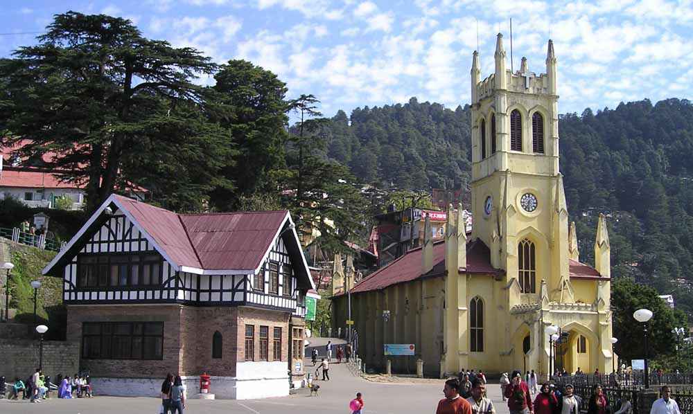 People roaming infront of church in Shimla Christmas Celebration